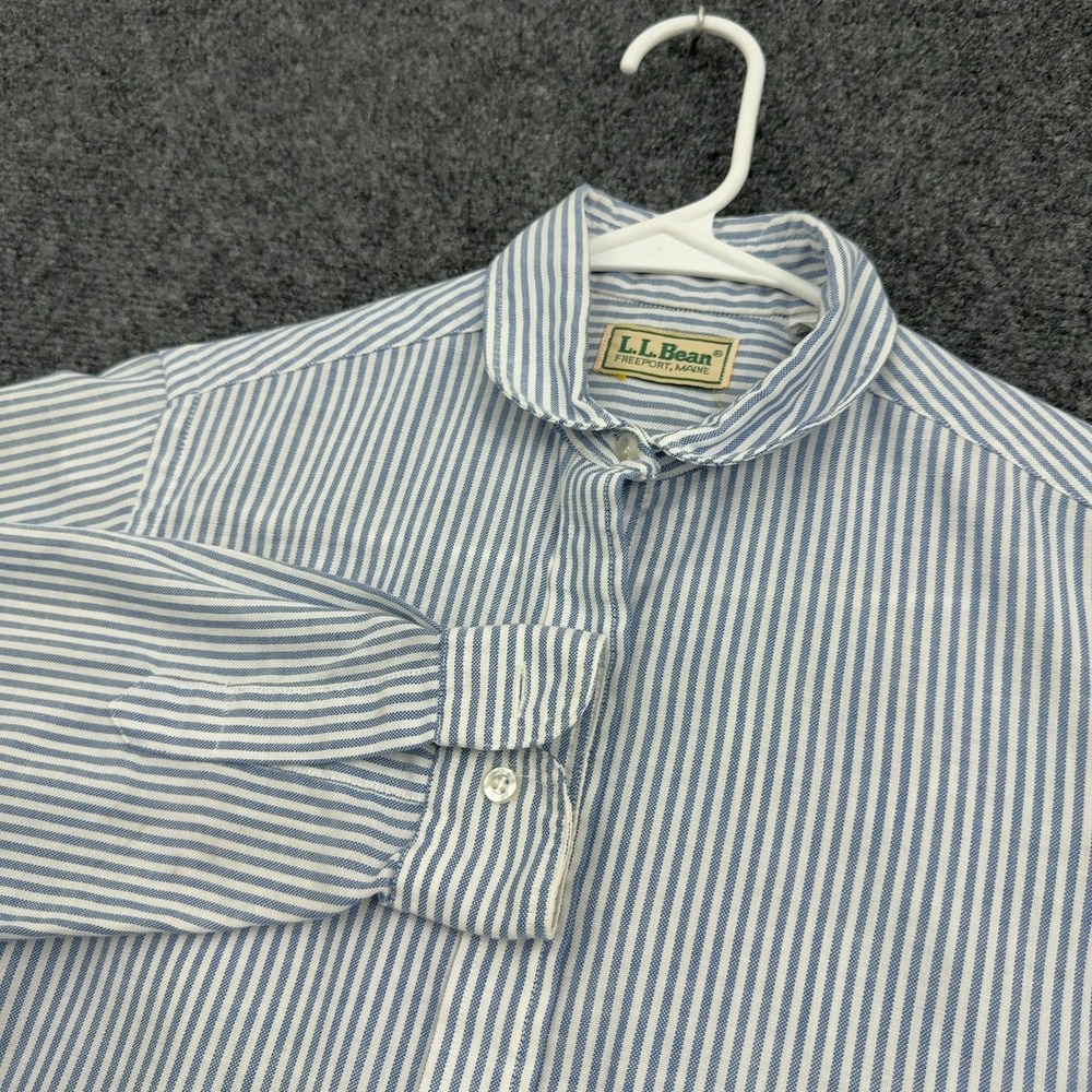 Vintage LL Bean Button Down Shirt Womens 8 Blue Cotton Oxford Peter Pan Collar